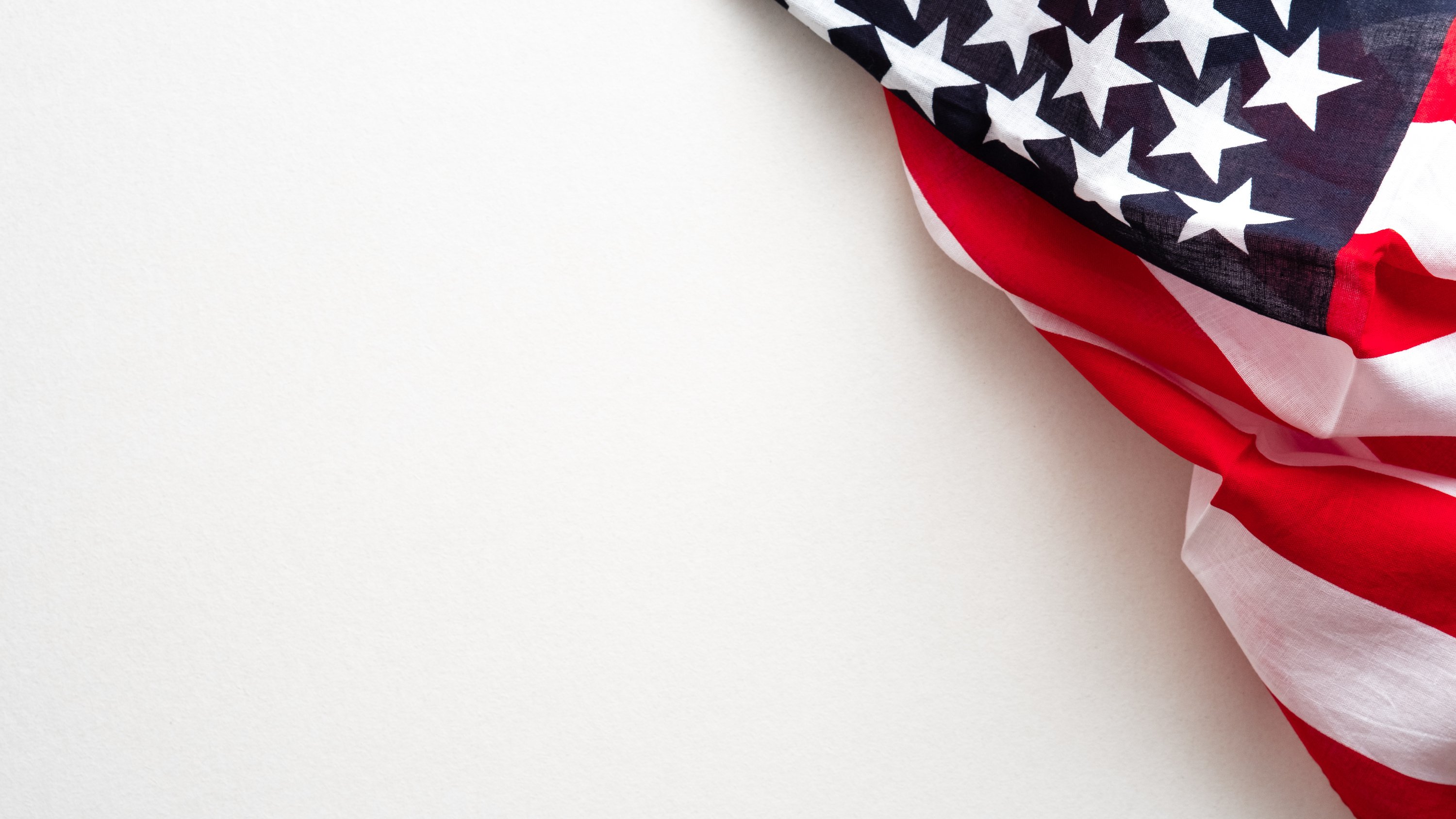 American Flag Isolated on White Background. Banner Mockup for Presidents Day, Columbus Day, US Independence Day, Memorial Day.